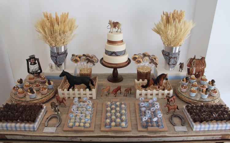 Festa infantil cavalos - vista mesa de doces